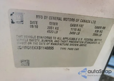 2013 Chevrolet Impala Lt z USA, uszkodzony, nr VIN 2G1WG5E37D1208501